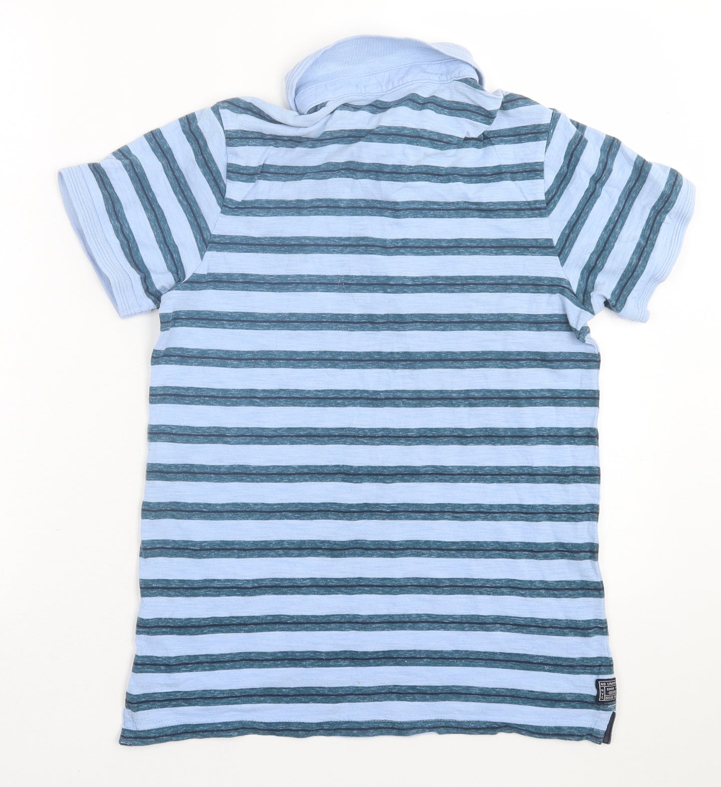 George Boys Blue Striped Cotton Basic Polo Size 13-14 Years Collared Button