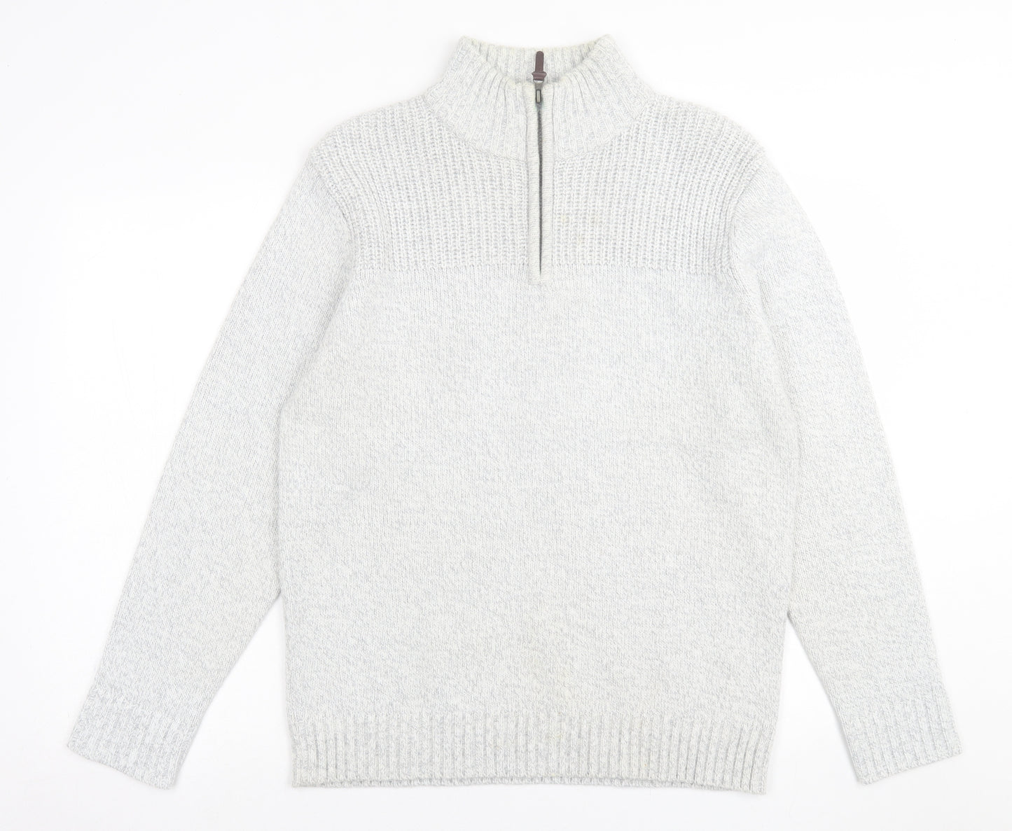 TU Mens Grey High Neck  Acrylic Pullover Jumper Size M