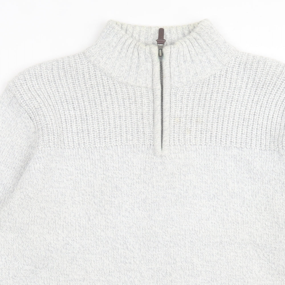 TU Mens Grey High Neck  Acrylic Pullover Jumper Size M