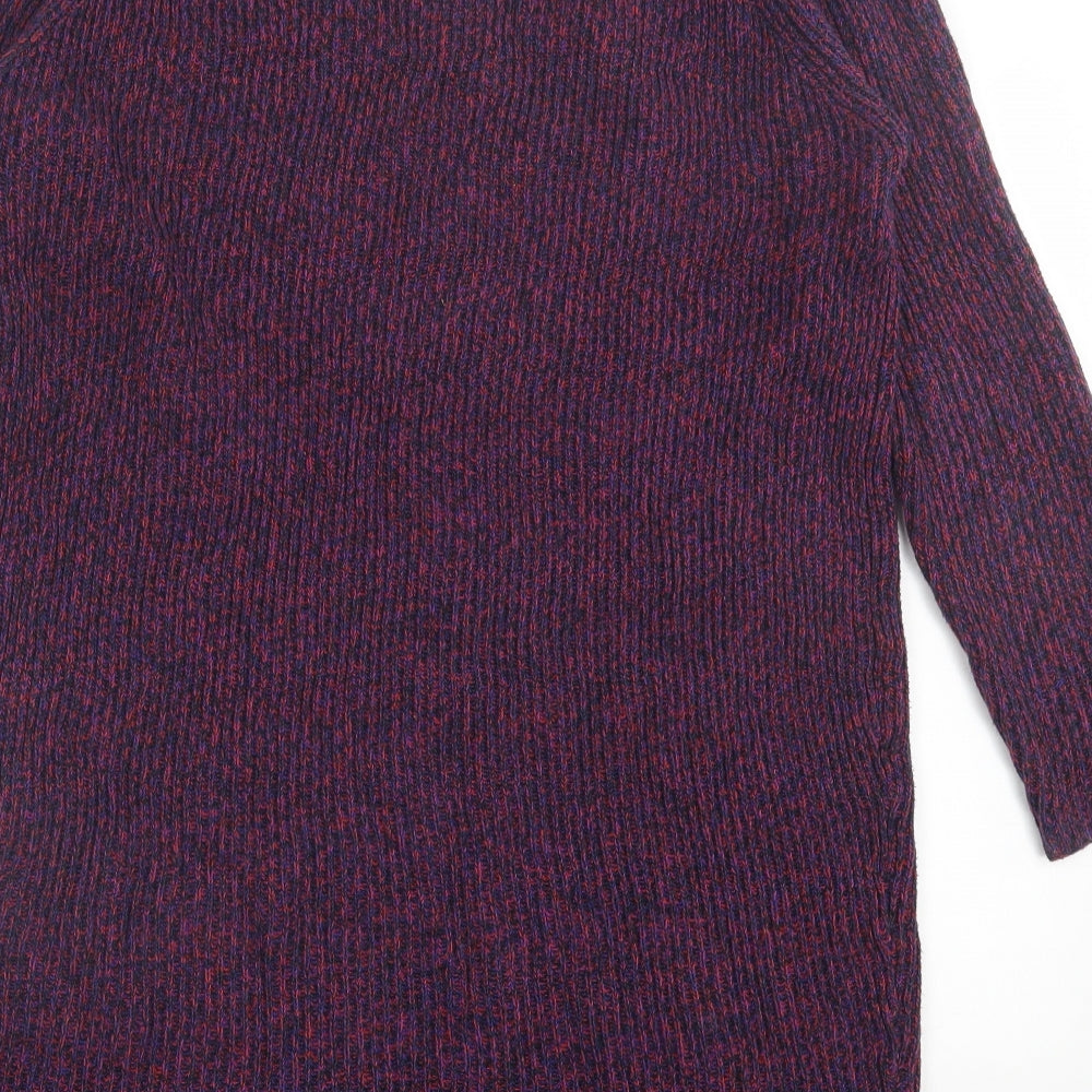 French Connection Womens Purple  Cotton Jumper Dress  Size 10  V-Neck Pullover