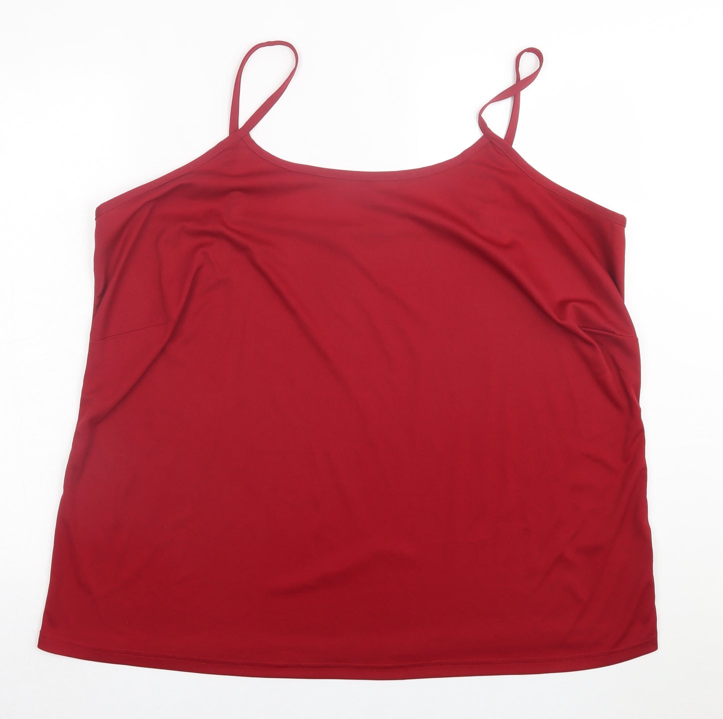 Nightingales Womens Red  Polyester Basic Tank Size 28 Scoop Neck