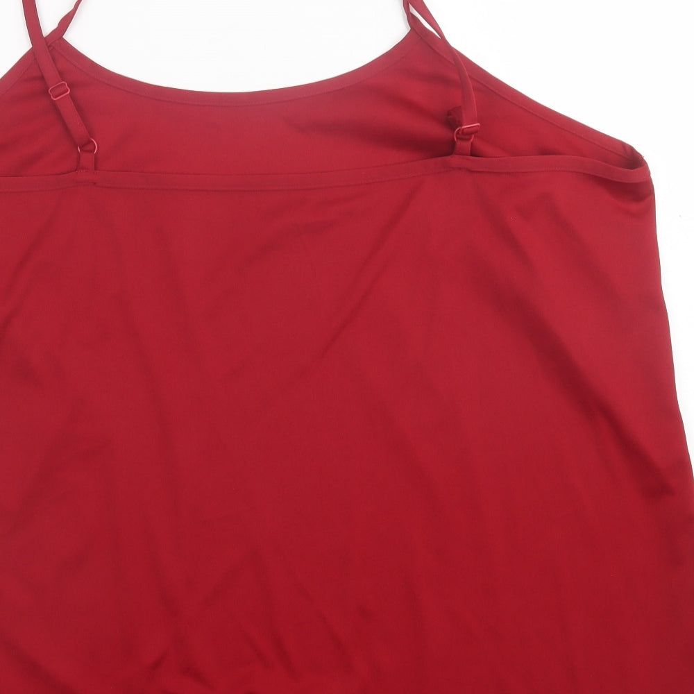 Nightingales Womens Red  Polyester Basic Tank Size 28 Scoop Neck
