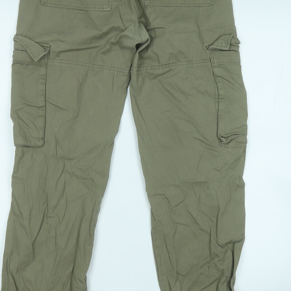 H&M Womens Green  Cotton Cargo Trousers Size 12 L29 in Regular