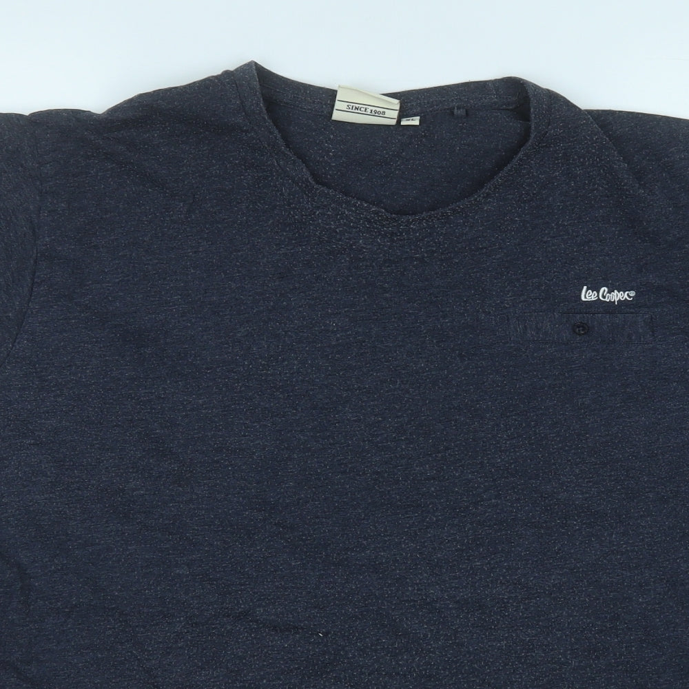 Lee Cooper Mens Blue  Cotton  T-Shirt Size XL Round Neck