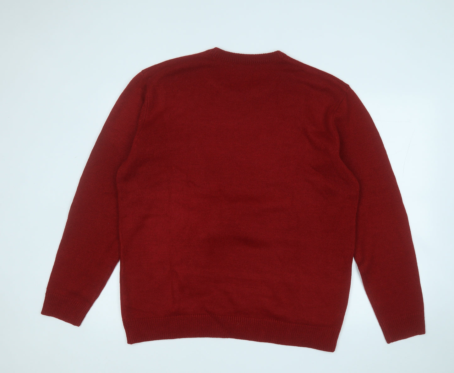 NEXT Mens Red Round Neck  Acrylic Pullover Jumper Size 2XL   - Christmas Jumper
