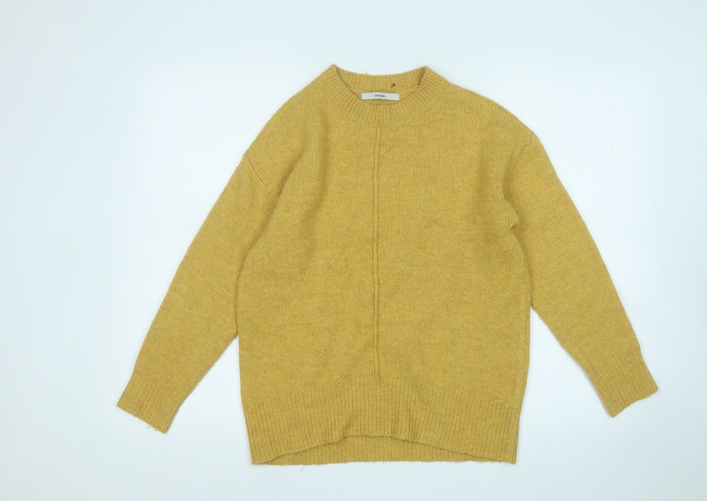 George Mens Yellow Round Neck  Polyester Pullover Jumper Size S