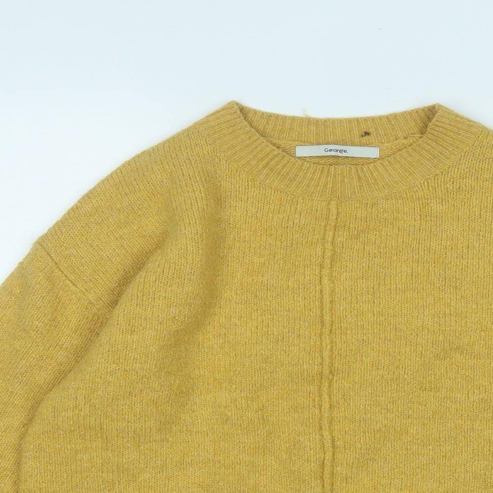 George Mens Yellow Round Neck  Polyester Pullover Jumper Size S