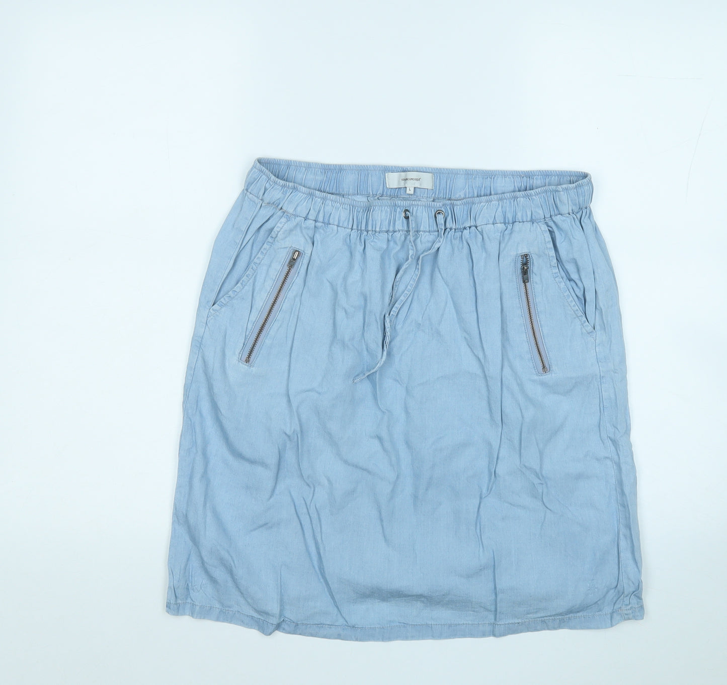 Soyaconcept Womens Blue  Lyocell A-Line Skirt Size L