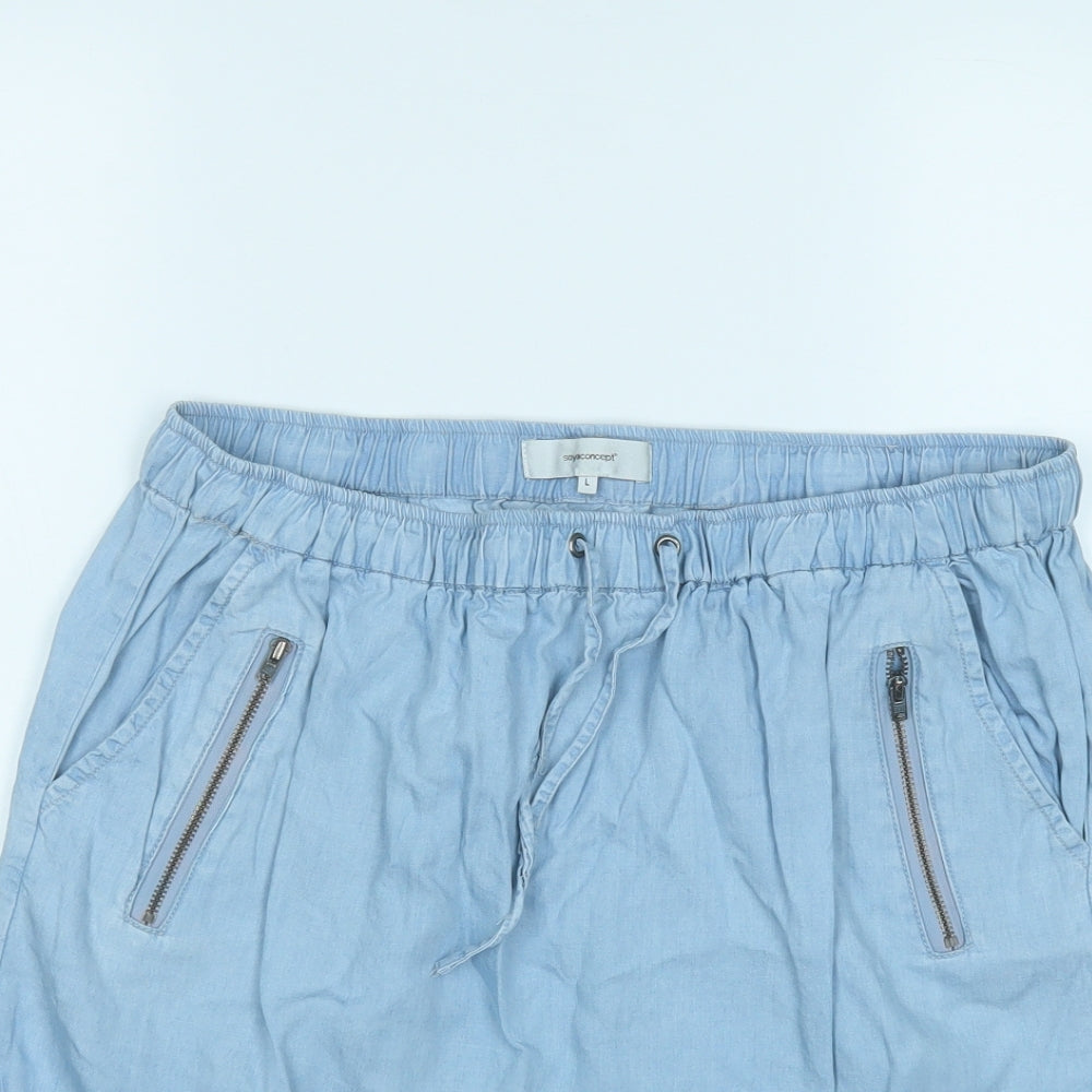 Soyaconcept Womens Blue  Lyocell A-Line Skirt Size L