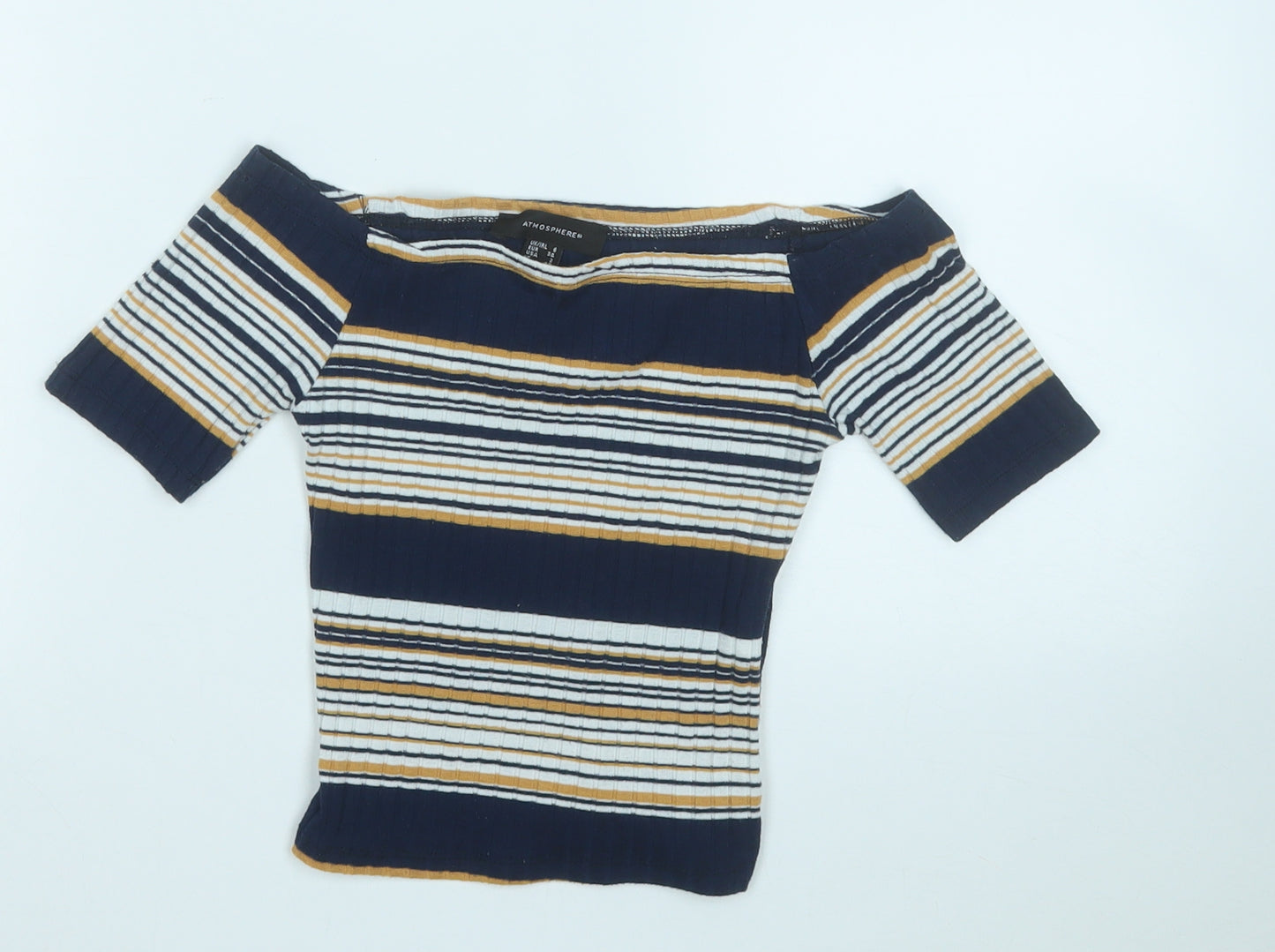 Atmosphere Womens Multicoloured Round Neck Striped Polyester Pullover Jumper Size 6