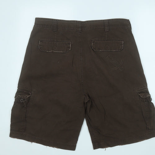 Twolegs Mens Brown  Cotton Cargo Shorts Size 36 in  Regular