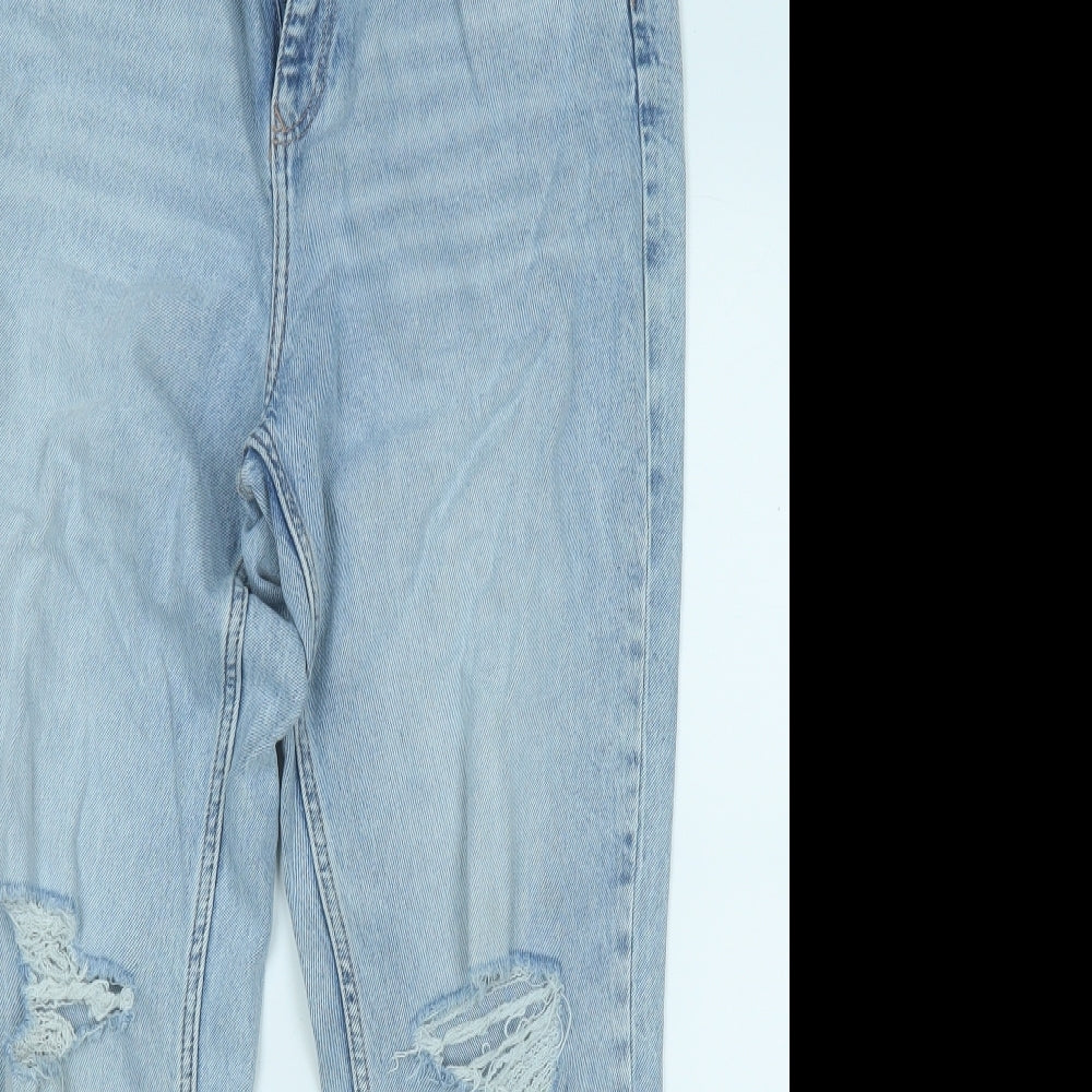 F&F Womens Blue  Cotton Straight Jeans Size 12 L29 in Regular