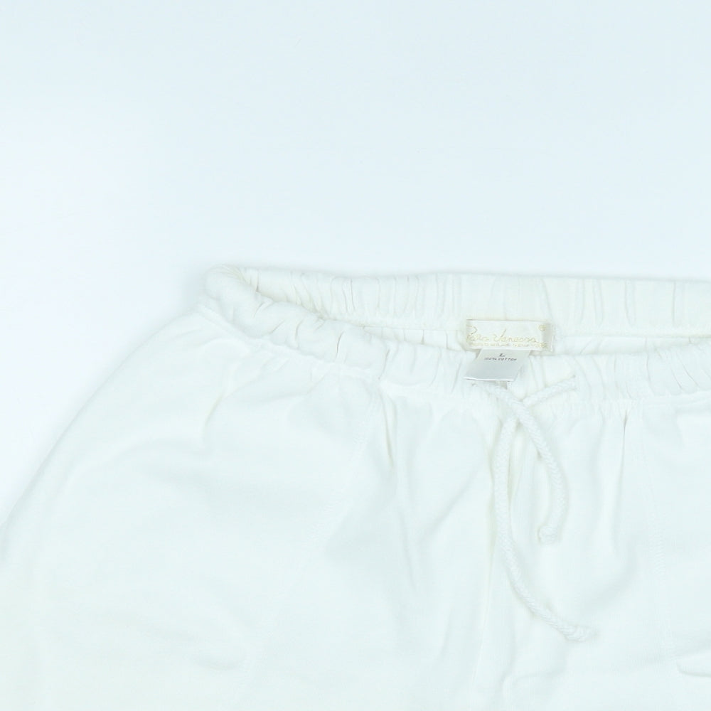 Palo Janessa Womens White  Cotton Sweat Shorts Size L  Regular