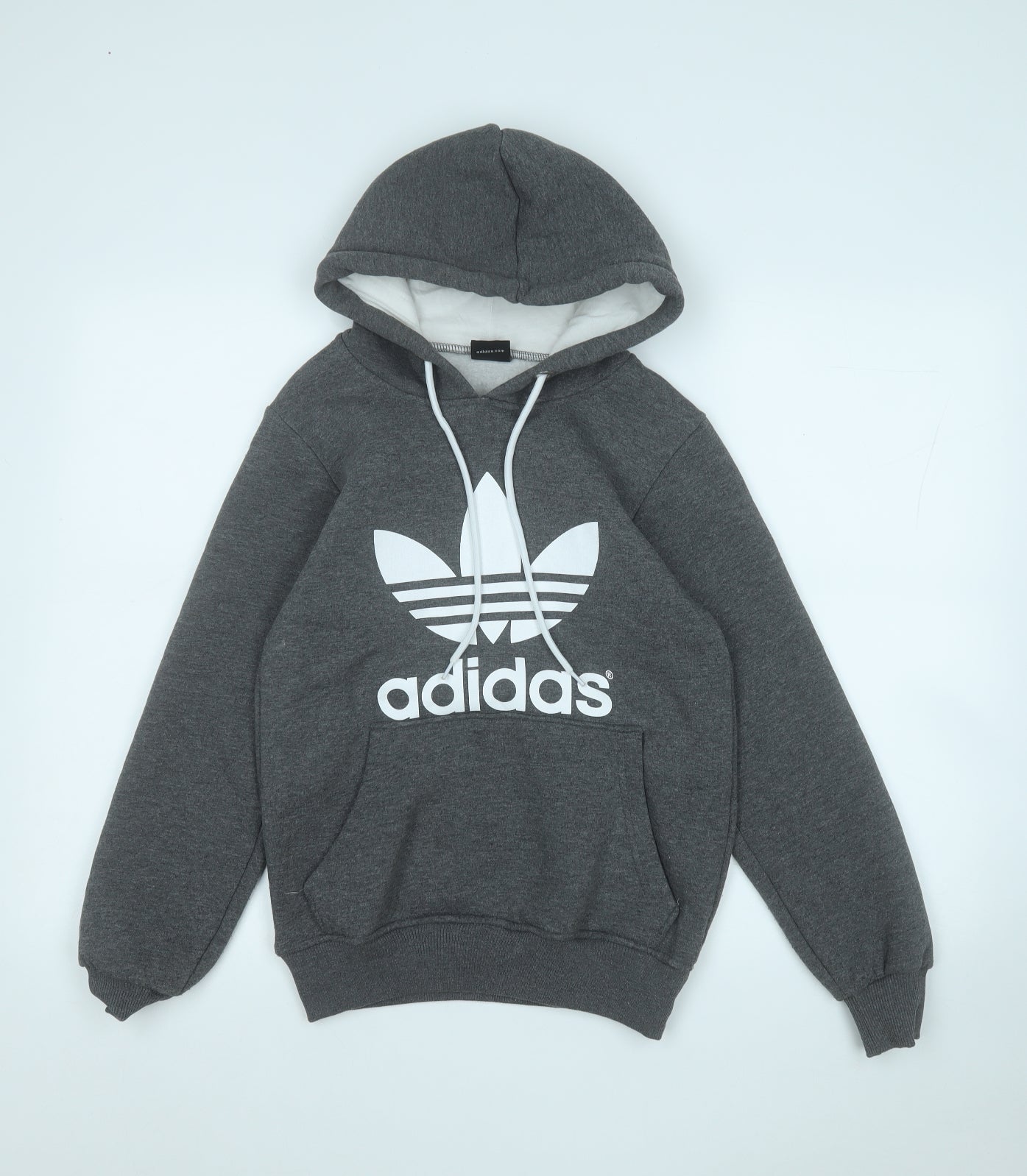 adidas Womens Grey  Cotton Pullover Hoodie Size S