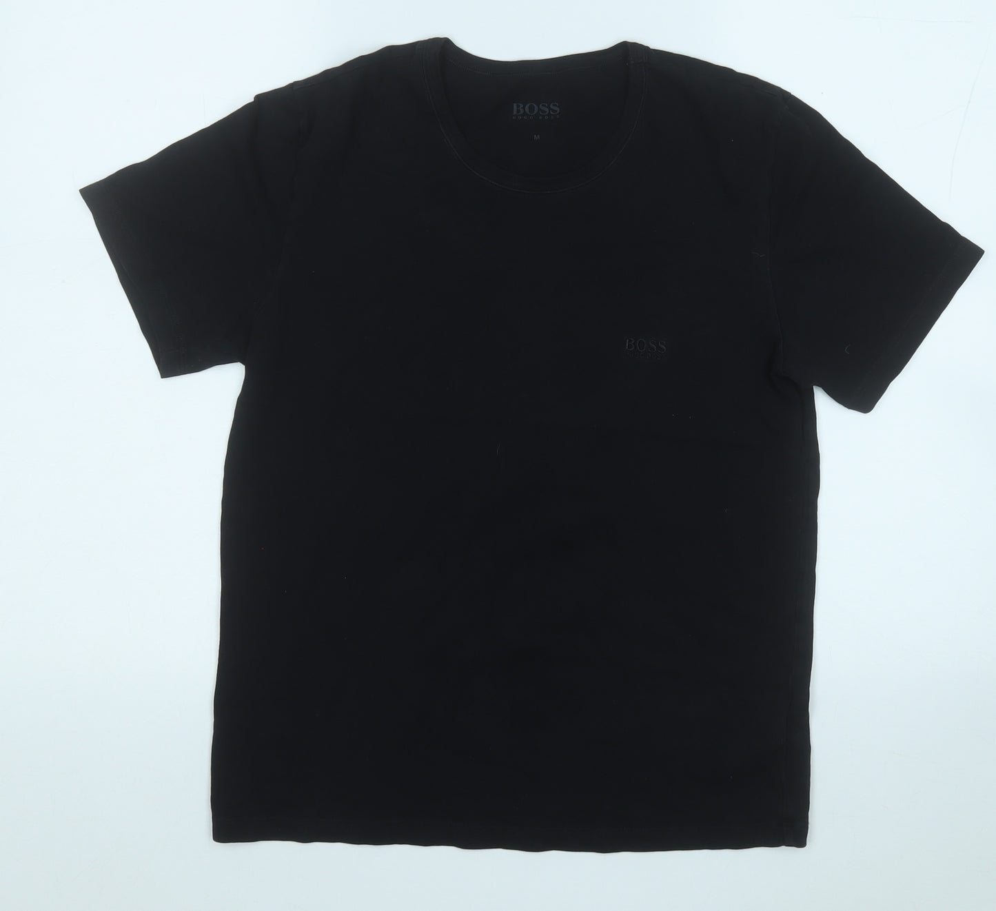 HUGO BOSS Mens Black  Cotton  T-Shirt Size M Roll Neck