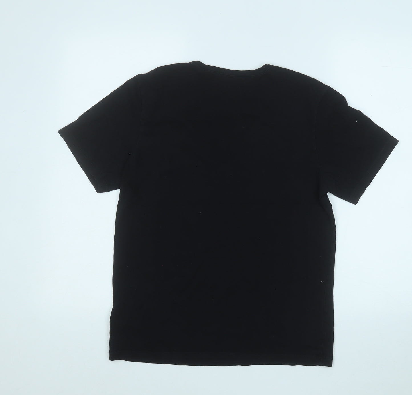 HUGO BOSS Mens Black  Cotton  T-Shirt Size M Roll Neck