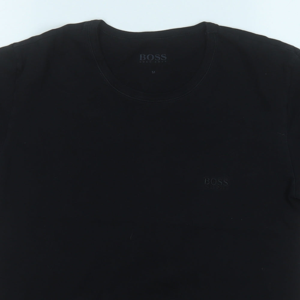 HUGO BOSS Mens Black  Cotton  T-Shirt Size M Roll Neck