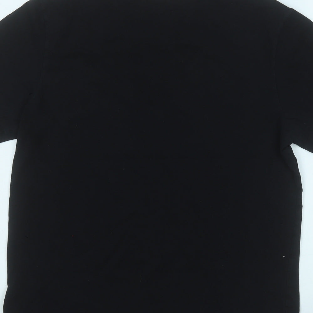 HUGO BOSS Mens Black  Cotton  T-Shirt Size M Roll Neck