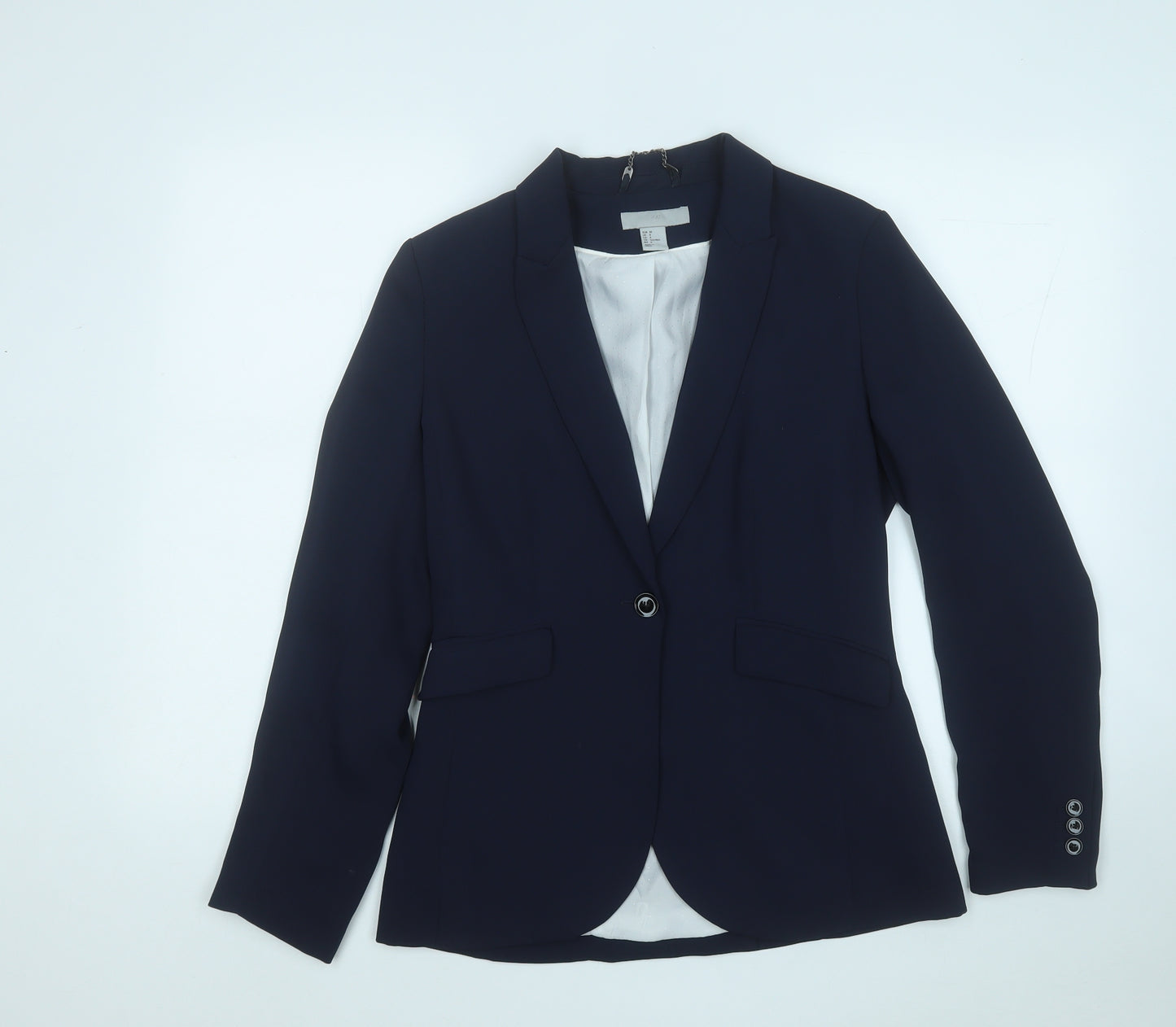 H&M Womens Blue  Polyester Jacket Suit Jacket Size 10