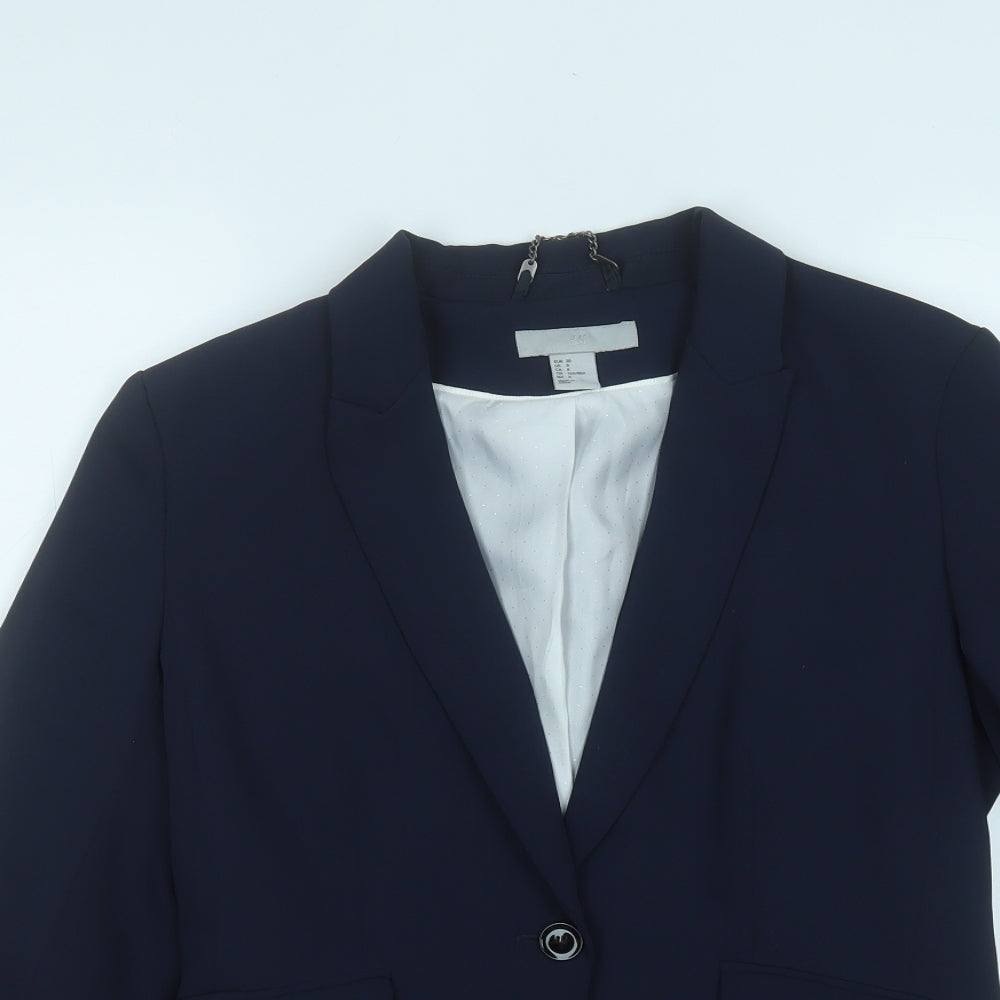 H&M Womens Blue  Polyester Jacket Suit Jacket Size 10