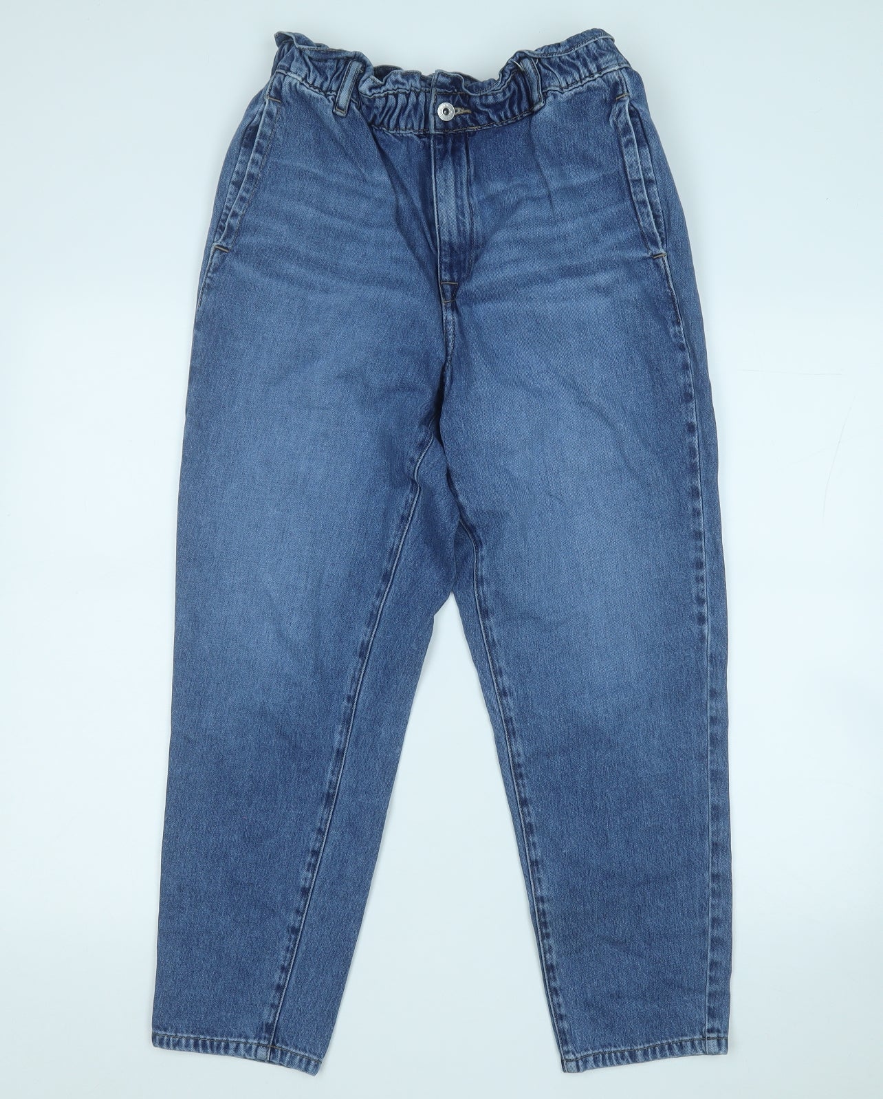 F&F Womens Blue  Cotton Straight Jeans Size 12 L26 in Regular