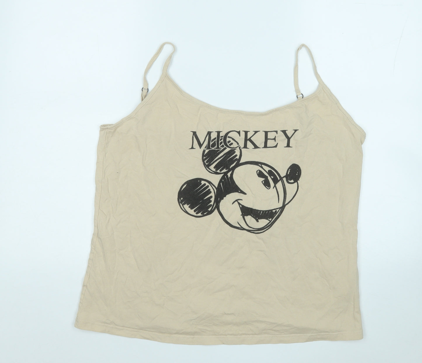 George Womens Beige  Cotton Basic Tank Size XL Round Neck - Mickey Mouse