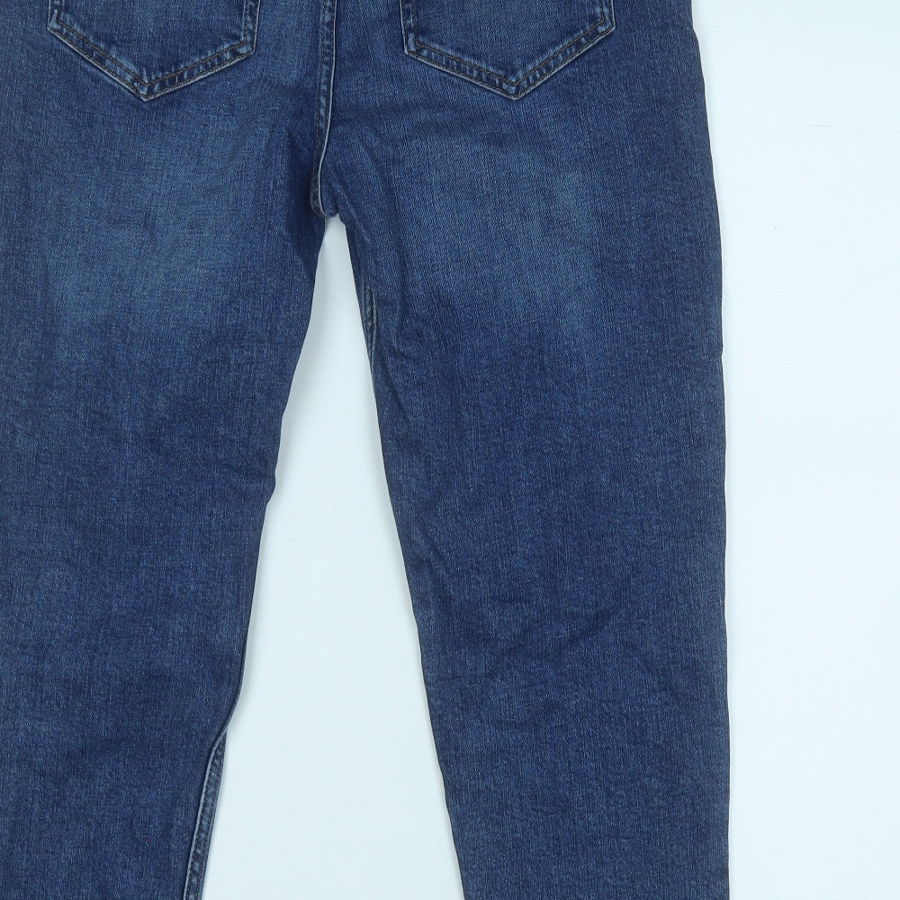 F&F Womens Blue  Cotton Straight Jeans Size 12 L25 in Regular