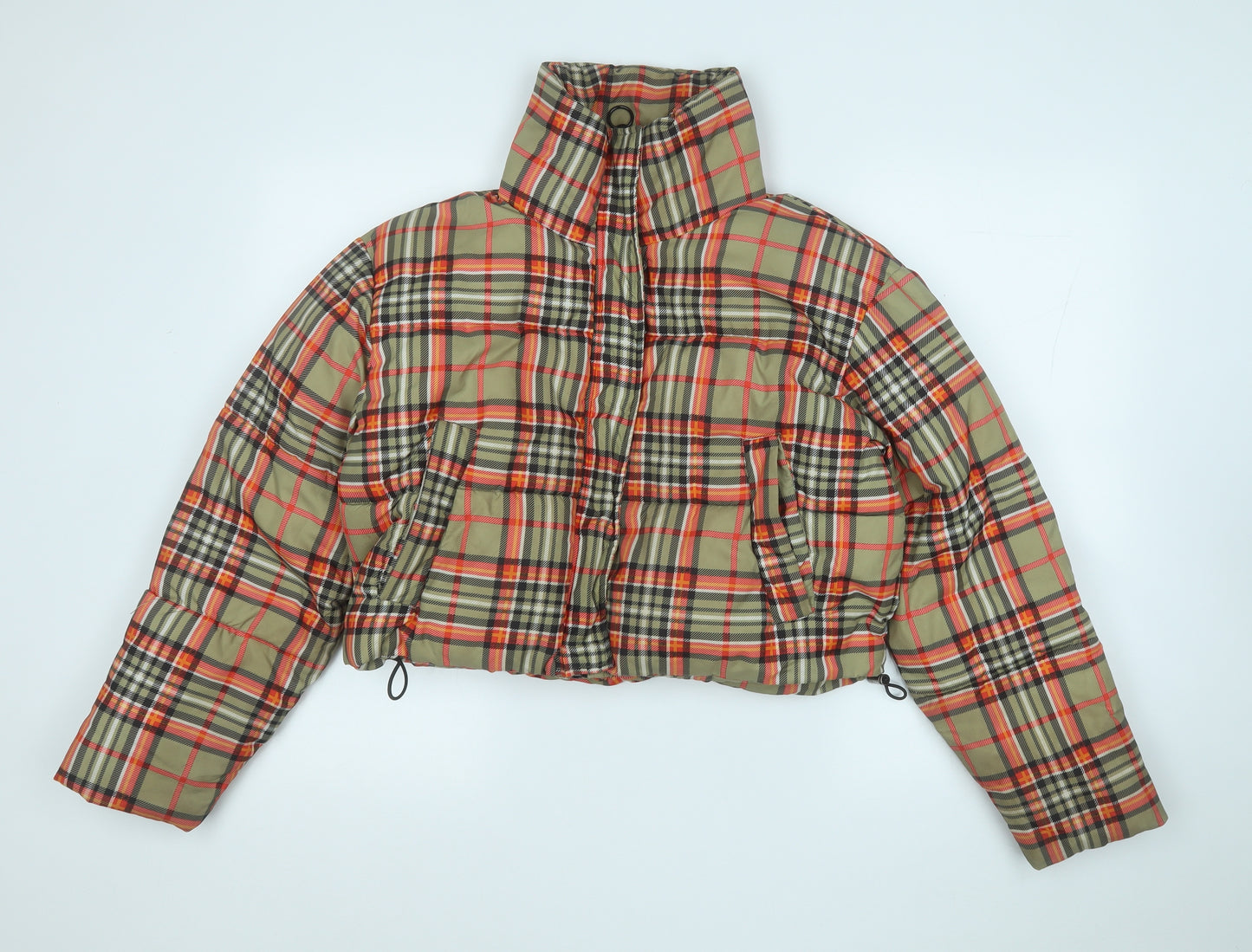 Topshop Womens Multicoloured Plaid  Puffer Jacket Coat Size 8