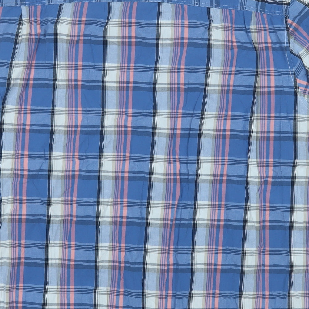 Lincoln Mens Blue Plaid Cotton  Button-Up Size 2XL Collared