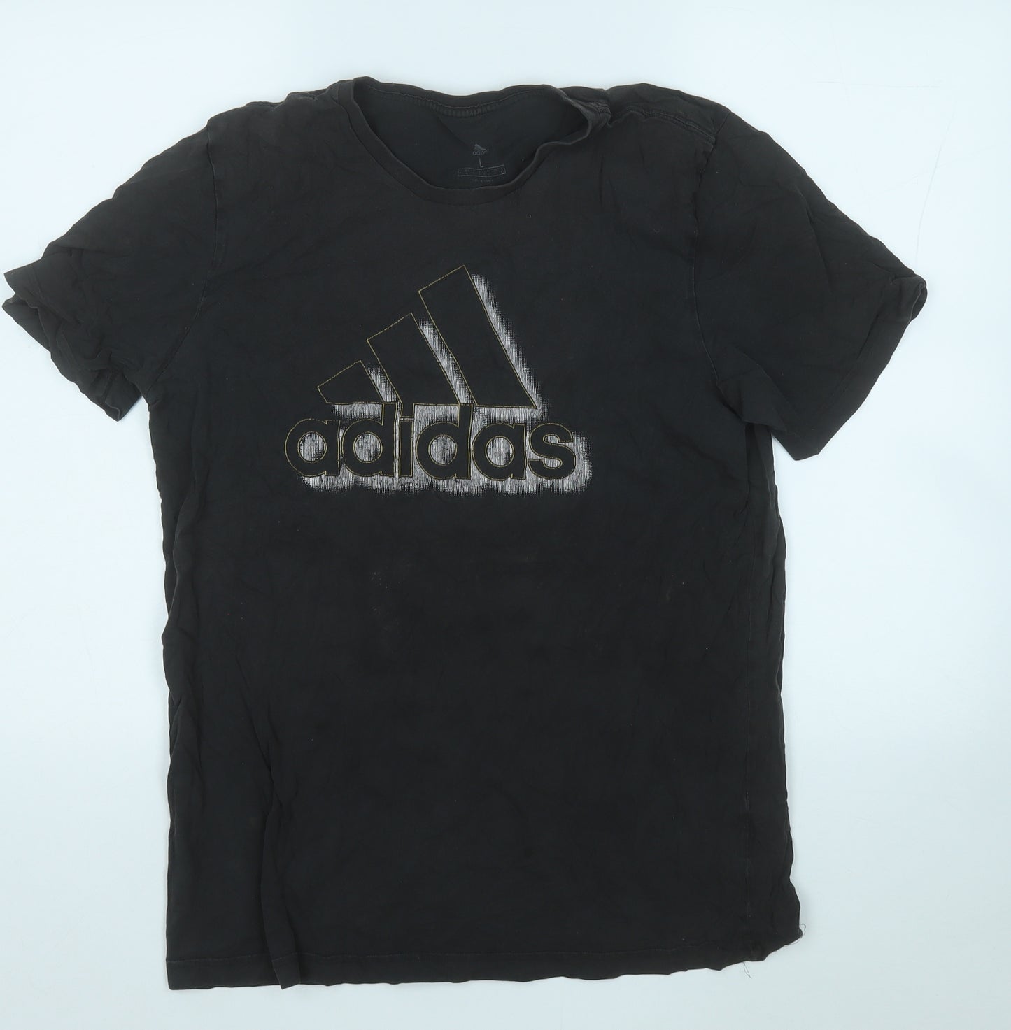adidas Mens Grey  Cotton  T-Shirt Size L Round Neck