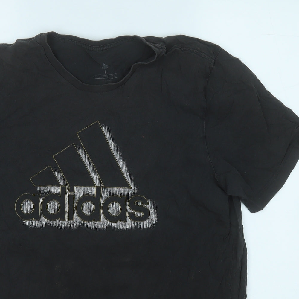 adidas Mens Grey  Cotton  T-Shirt Size L Round Neck