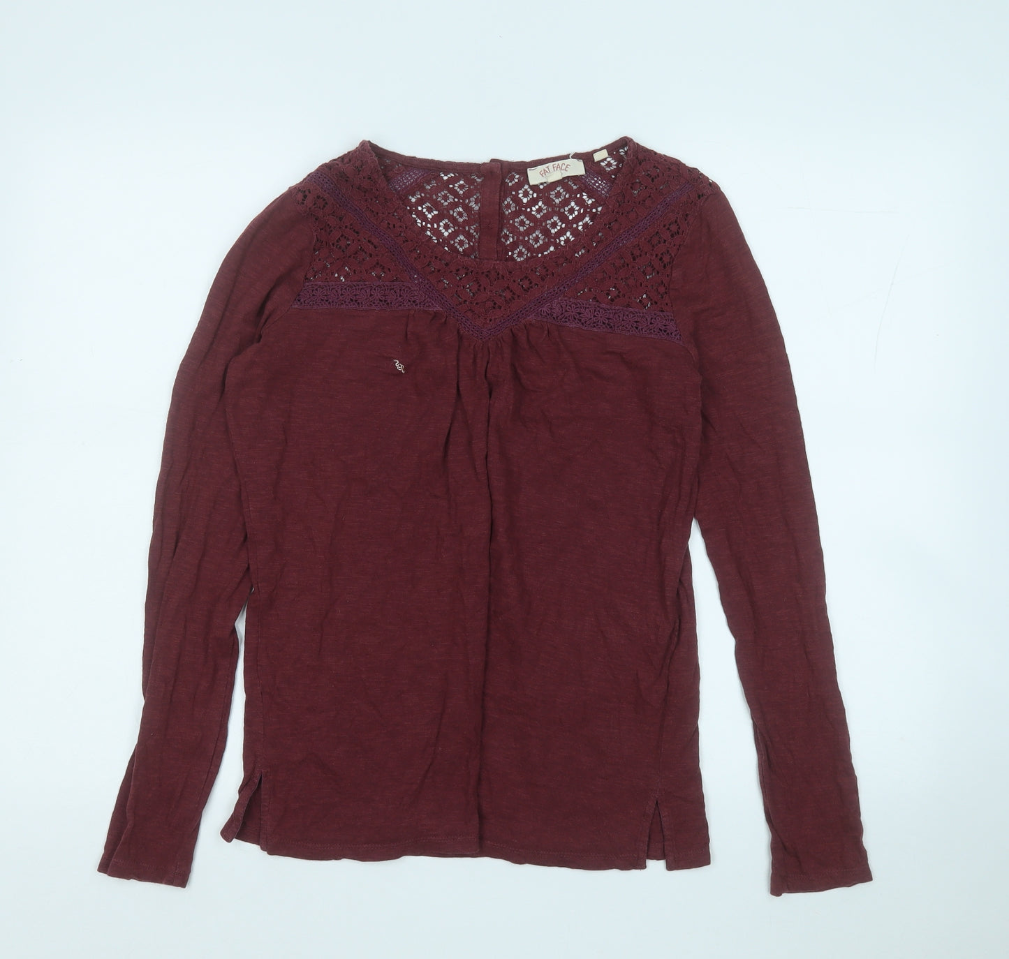 Fat Face Womens Red Round Neck  Cotton Pullover Jumper Size 10