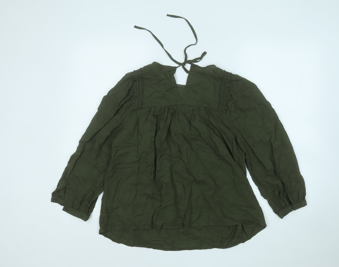 Marks and Spencer Womens Green Round Neck  Viscose Pullover Jumper Size 10