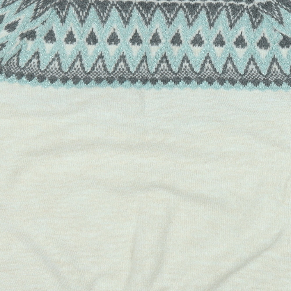 TU Womens Beige Round Neck Geometric Acrylic Henley Jumper Size 16