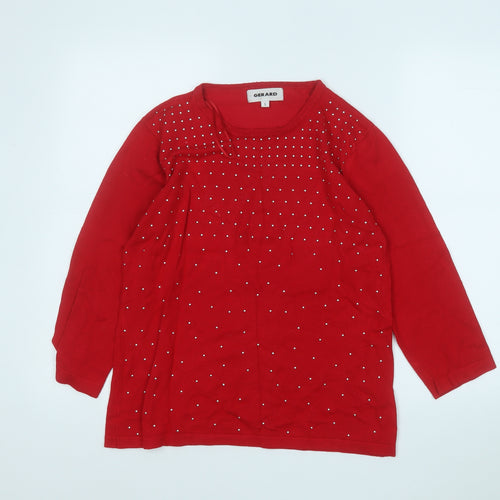 GERARD Womens Red Round Neck  Viscose Pullover Jumper Size S