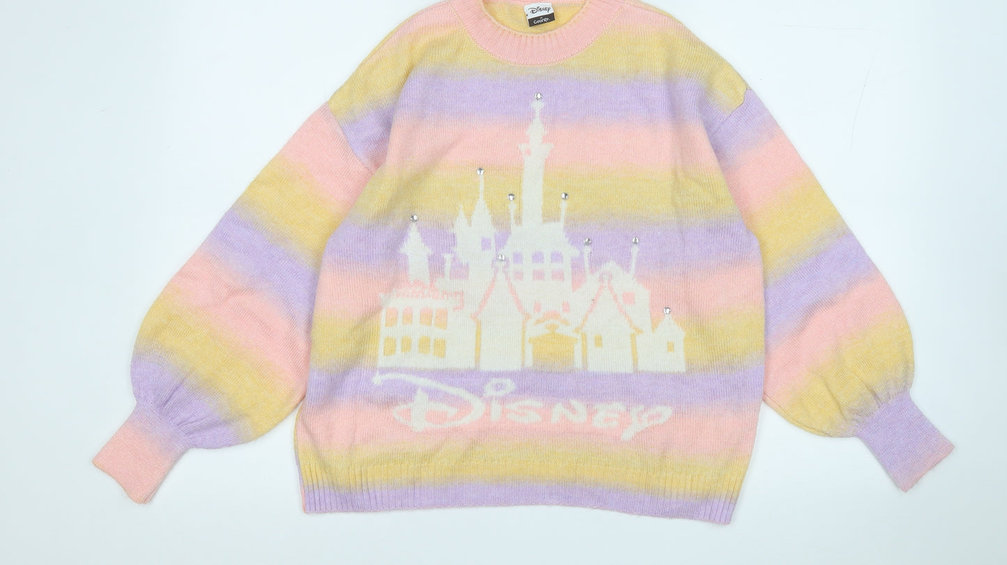 George Womens Multicoloured Round Neck  Acrylic Pullover Jumper Size 8   - Disney