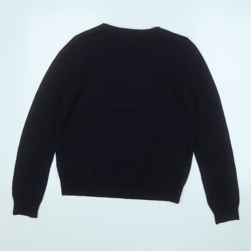 Marks and Spencer Womens Blue Round Neck  Acrylic Pullover Jumper Size 12   - Christmas Jumper