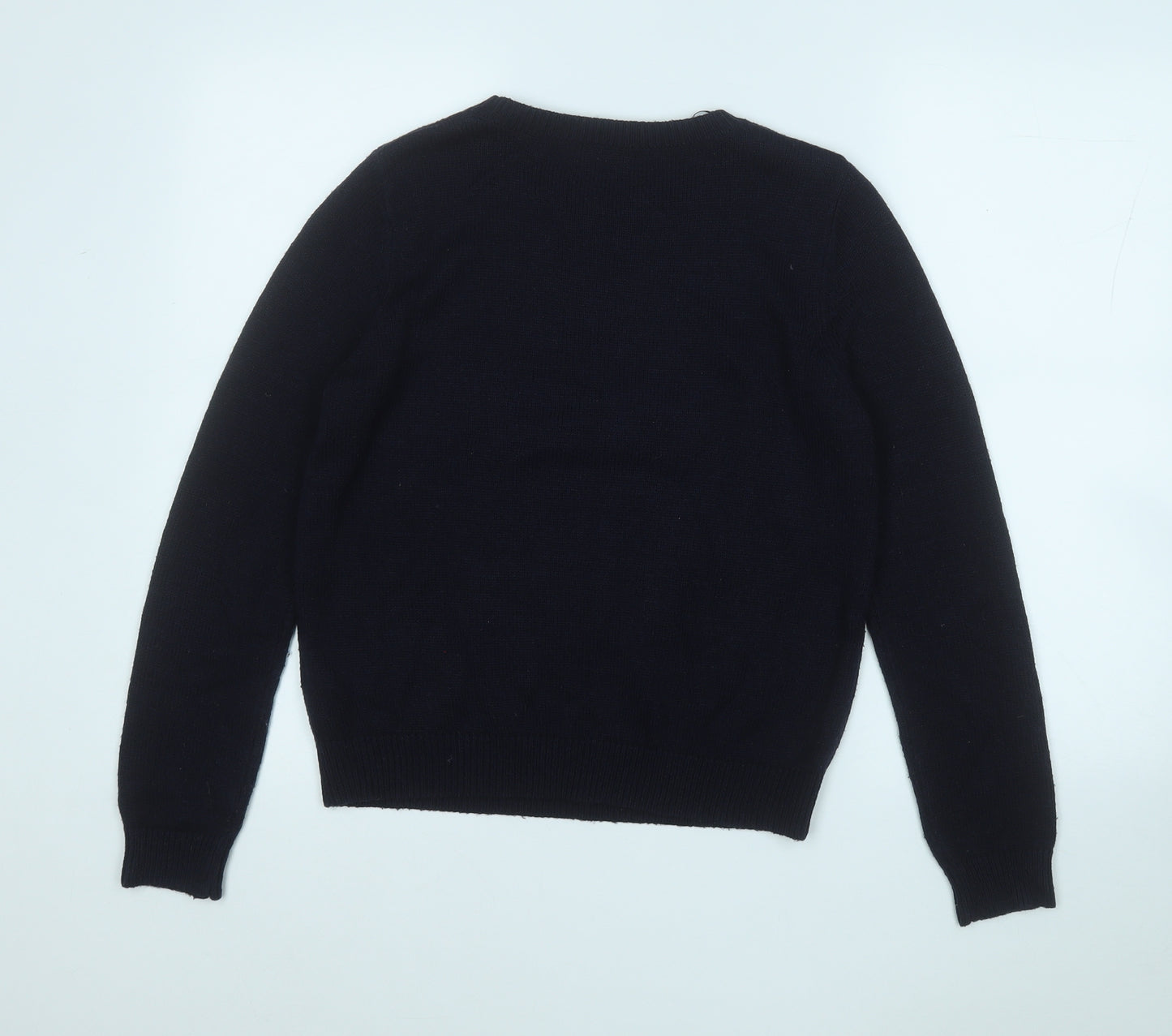 Marks and Spencer Womens Blue Round Neck  Acrylic Pullover Jumper Size 12   - Christmas Jumper