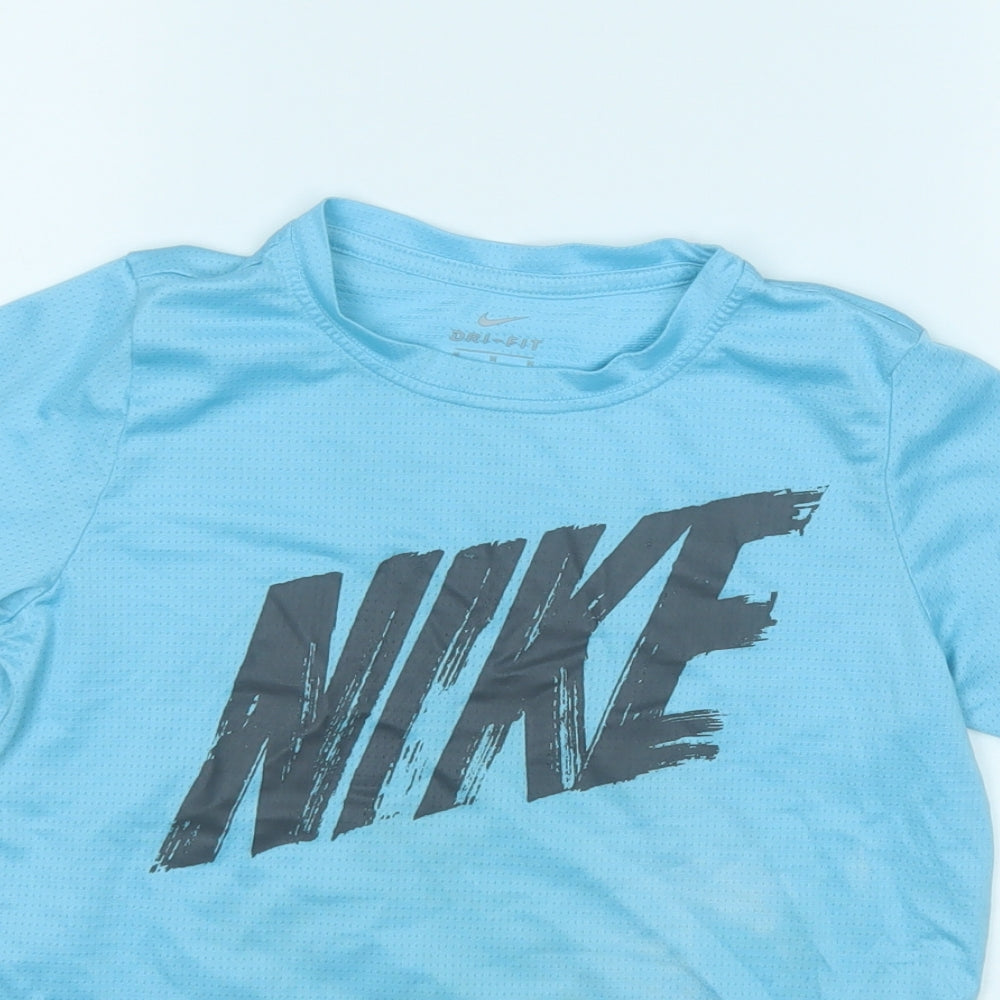 Nike Boys Blue  Polyester Basic T-Shirt Size M Round Neck
