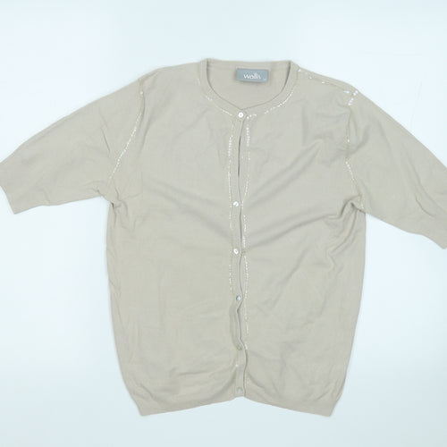 Wallis Womens Beige Round Neck  Viscose Cardigan Jumper Size 12