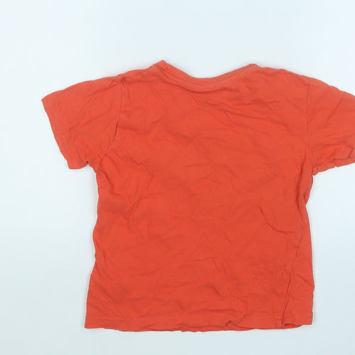 Primark Boys Orange  Cotton Basic T-Shirt Size 5-6 Years Round Neck  - Totally Awesome