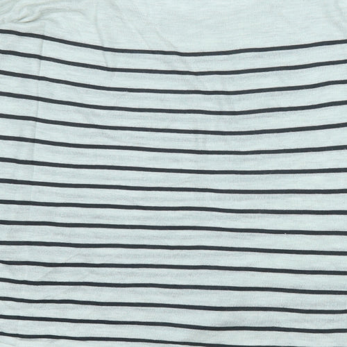 H&M Womens White Round Neck Striped Acrylic Pullover Jumper Size S