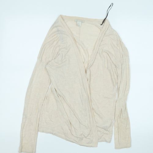 H&M Womens Beige V-Neck  Acrylic Cardigan Jumper Size XS