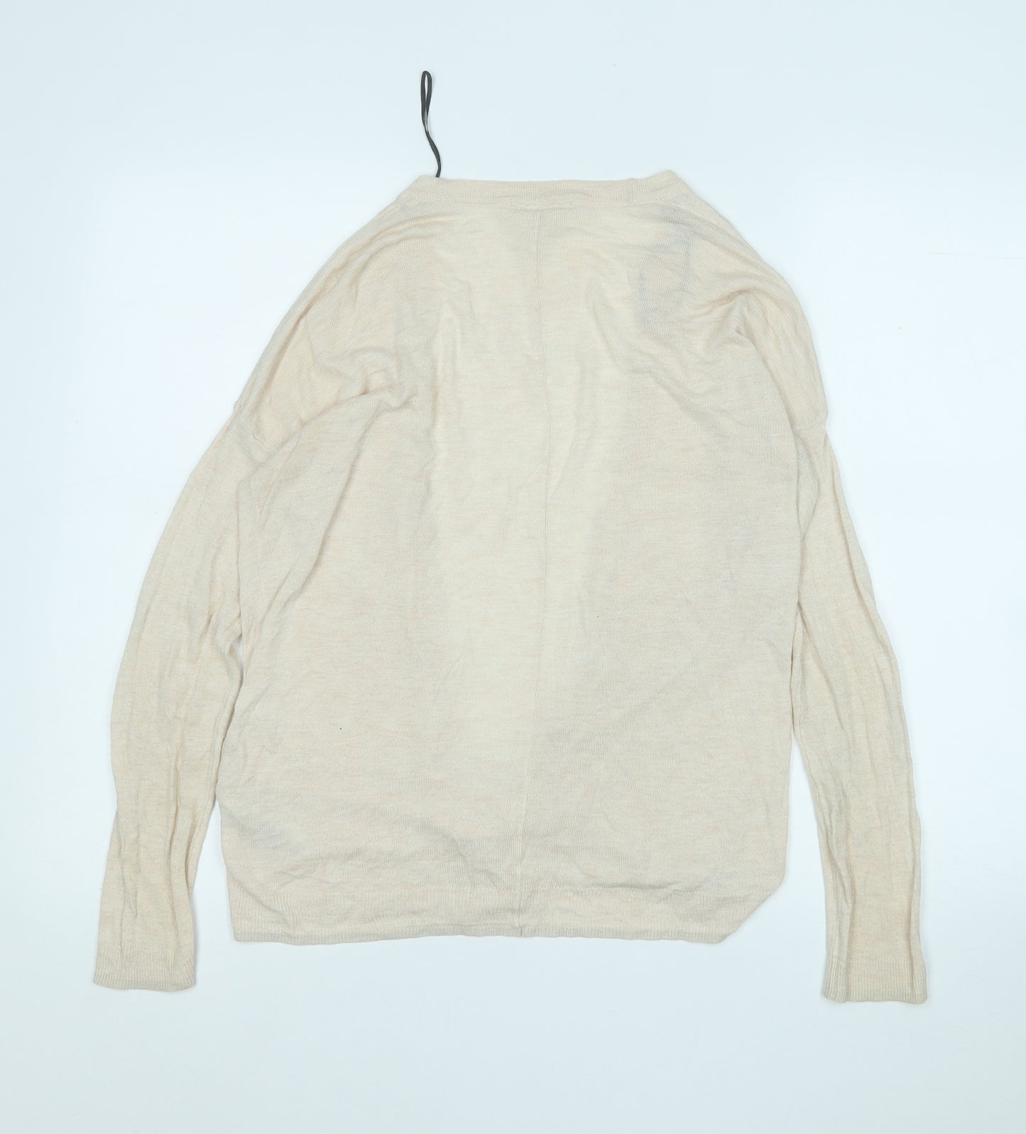 H&M Womens Beige V-Neck  Acrylic Cardigan Jumper Size XS