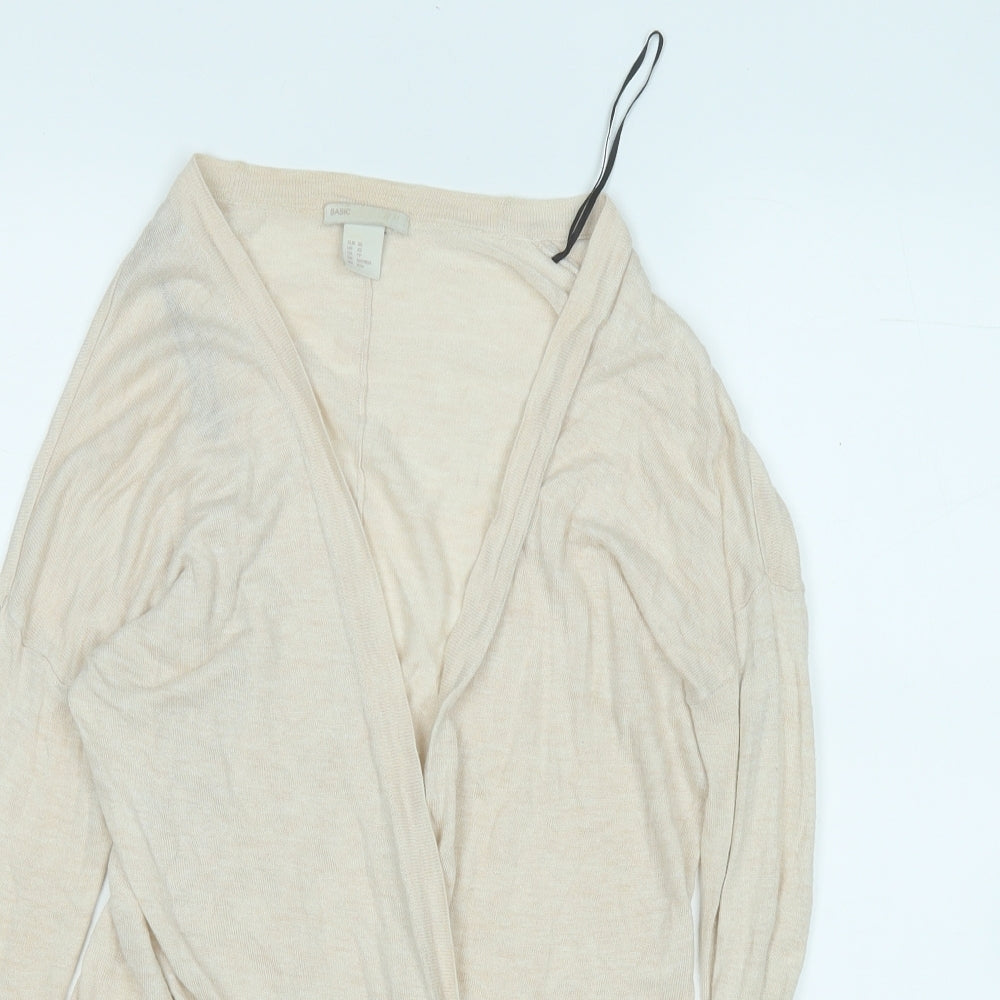 H&M Womens Beige V-Neck  Acrylic Cardigan Jumper Size XS