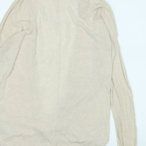 H&M Womens Beige V-Neck  Acrylic Cardigan Jumper Size XS