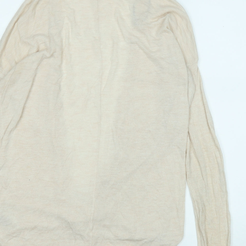 H&M Womens Beige V-Neck  Acrylic Cardigan Jumper Size XS