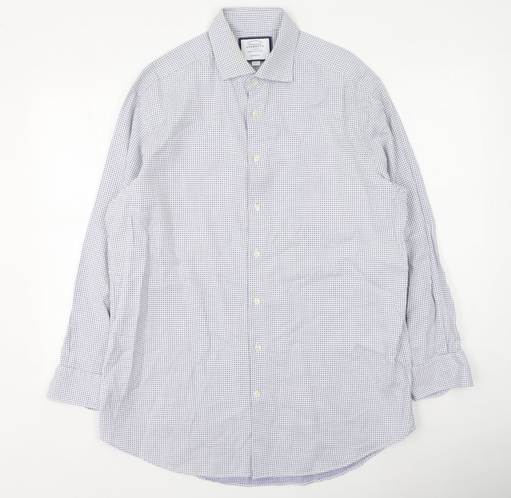 Charles Tyrwhitt Mens Blue  Cotton  Button-Up Size 42 Collared
