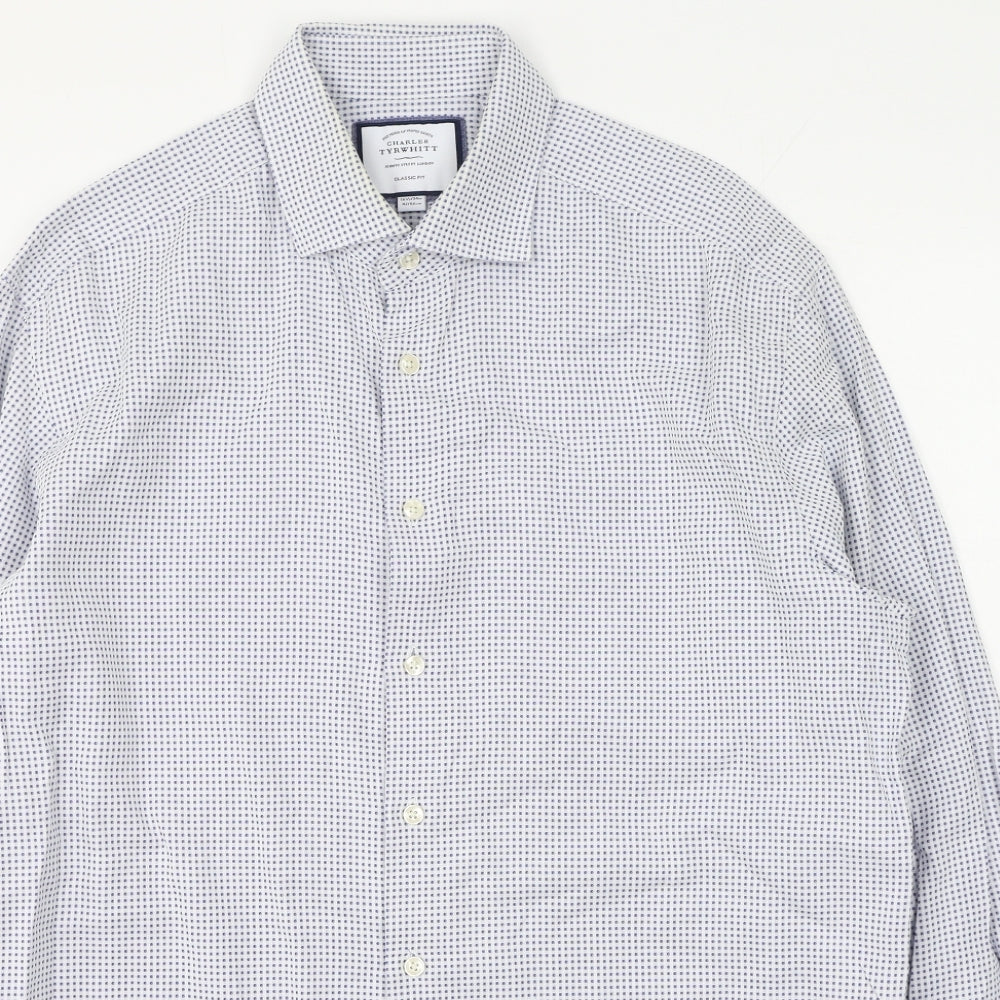 Charles Tyrwhitt Mens Blue  Cotton  Button-Up Size 42 Collared