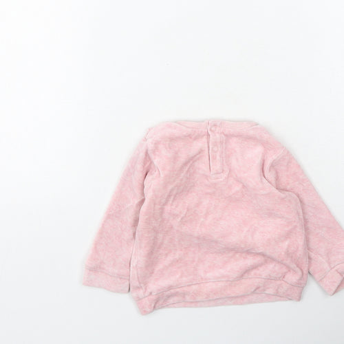 Preworn Girls Pink  Cotton Pullover Jumper Size 6-9 Months